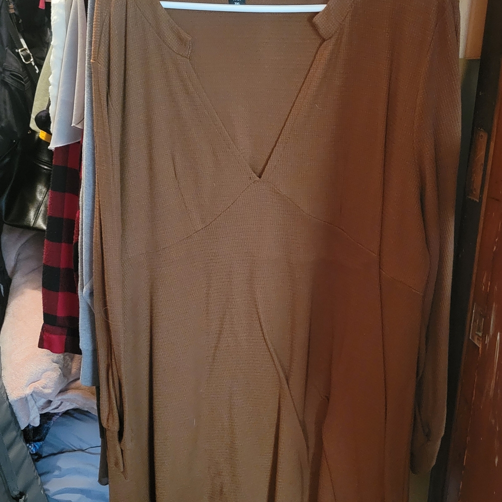 SHEIN Curve Brown Textured Dress